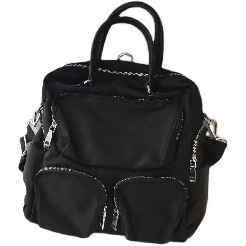 Korean style backpack, high-end nylon cloth with multiple pockets, versatile fashionable travel backpack, casual dual-use single shoulder crossbody bag