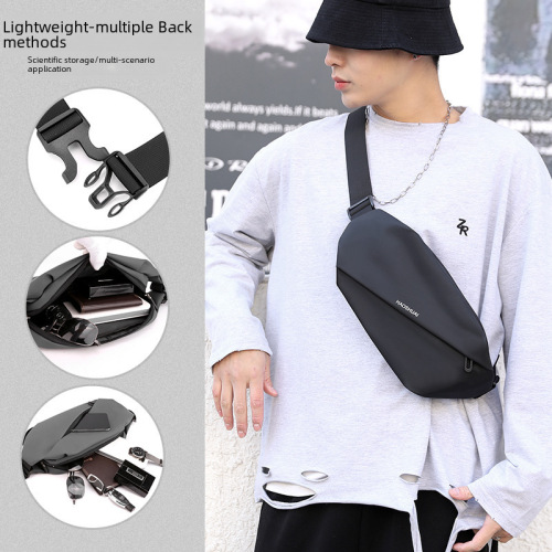 Cross-border new men's waist bag, outdoor running mobile phone bag, multi-functional large-capacity chest bag, casual shoulder crossbody bag