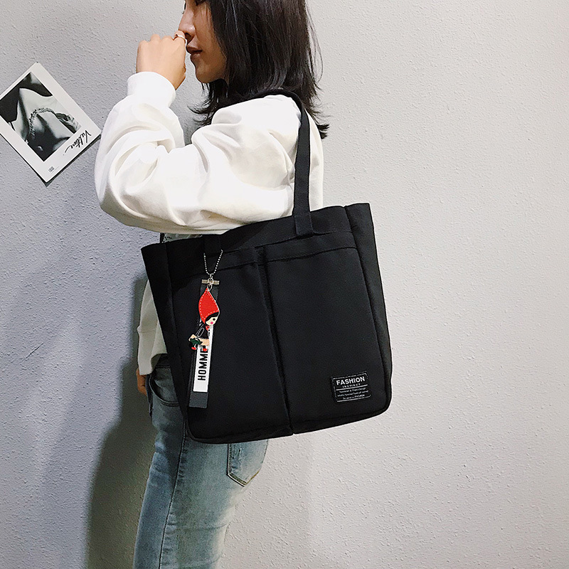 Lazy chic shoulder bag ins new trendy Korean version versatile environmentally friendly and convenient canvas handbag for women