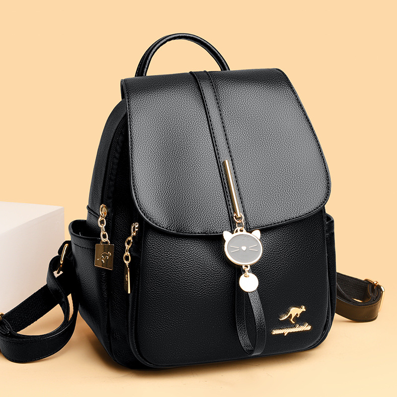 Soft leather backpack for women 2024 new Korean style fashion casual large capacity student school bag travel small backpack women's bag