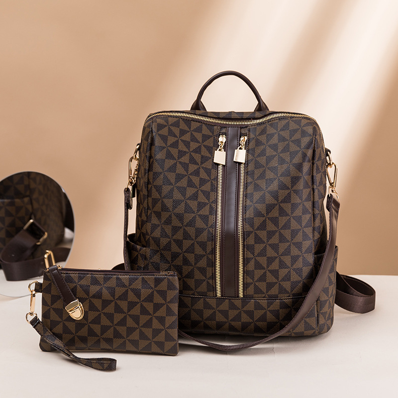 Fashion printed backpack for women 2024 new Korean version large capacity retro anti-theft backpack multi-purpose leisure travel bag