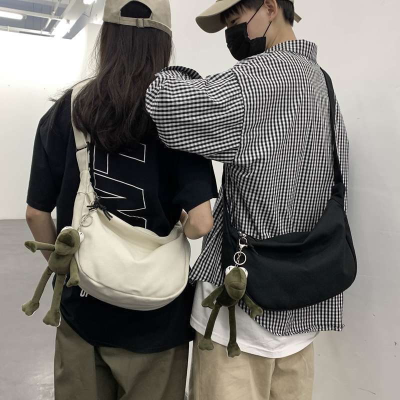 Canvas crossbody bag men's student trendy women's ins fashion brand hip-hop Japanese style casual versatile small shoulder bag single