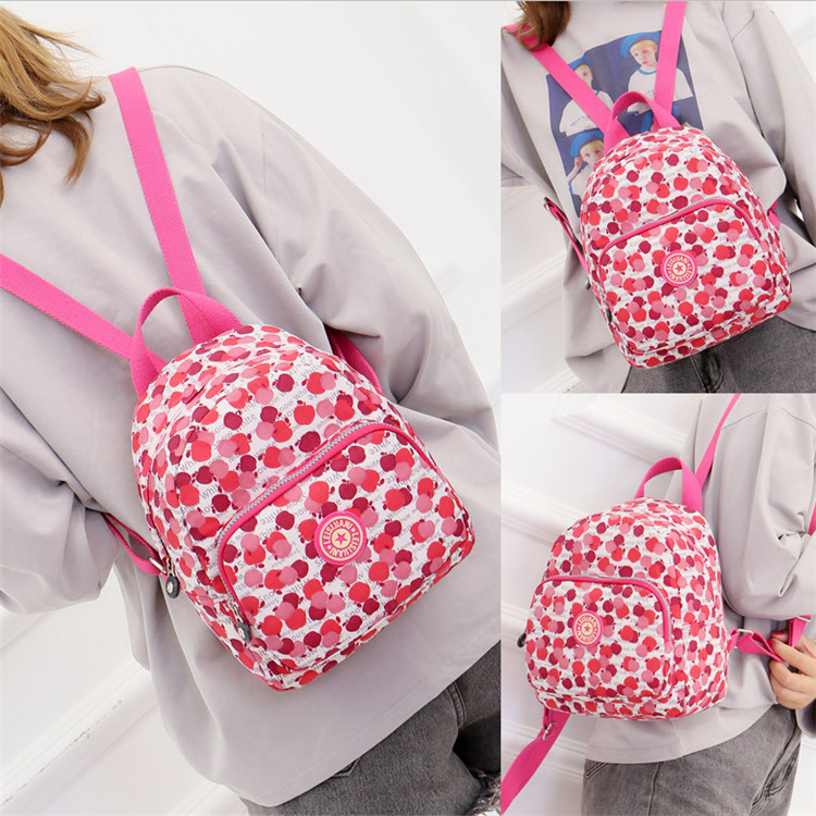 Backpack New Women's Printed Backpack Nylon Cloth Portable Lightweight Women's Bag Travel Printed School Bag