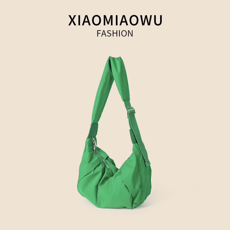 Summer cross-body nylon dumpling bag, simple niche commuting Korean style versatile women's shoulder bag with large capacity and high-end feel