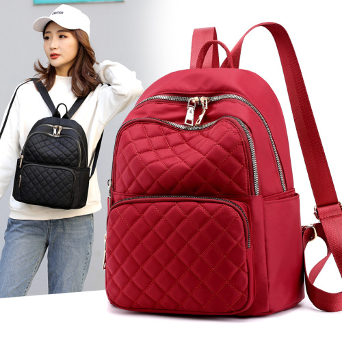 Backpack for women 2019 new fashion student backpack rhombus embroidery thread travel school bag cross-border trend s double back for women