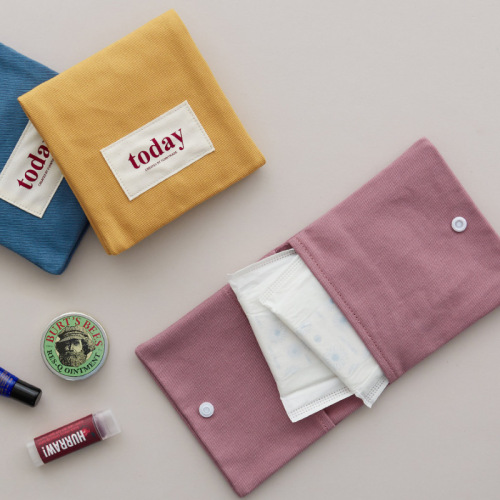 Canvas square sanitary napkin storage bag, lightweight portable women's sanitary napkin storage bag, small item storage bag