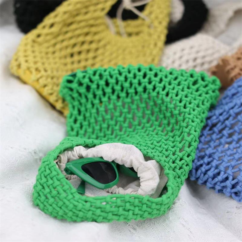 New hollow mesh bag hand-woven cotton rope bag straw bag wrist bag bag for women
