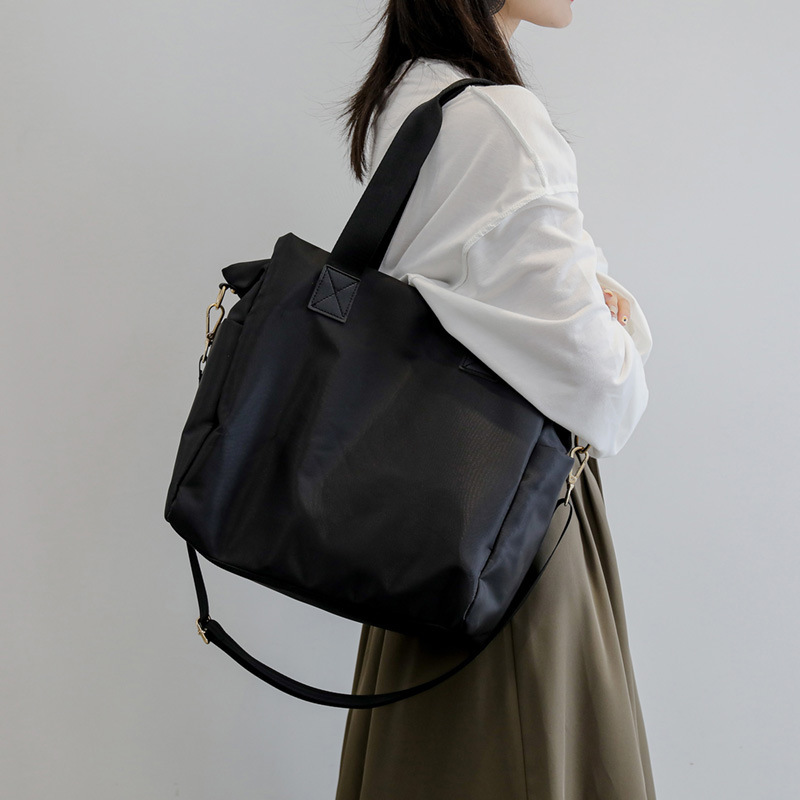 Nylon canvas commuter tote bag for women new fashion portable shoulder bag Korean style black large capacity crossbody bag