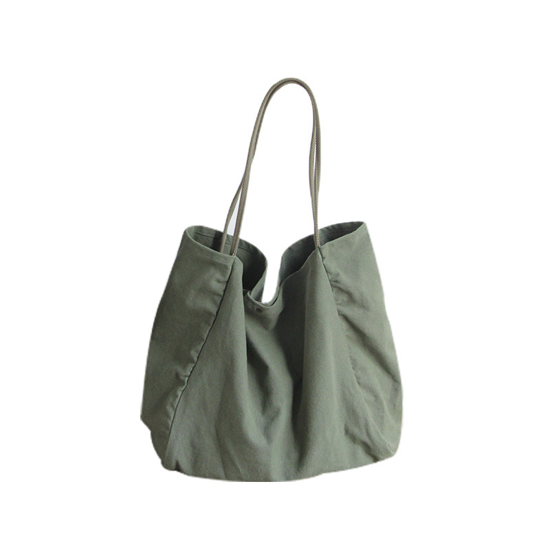 Original cotton and linen canvas bag for women, versatile Japanese shoulder bag, Korean version commuter bag, large capacity, lazy style casual bag