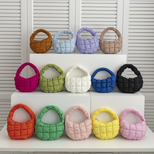 South Korea's Dongdaemun new handbag, portable down jacket bag, fashionable women's bag, mini dumpling pleated cloud bag