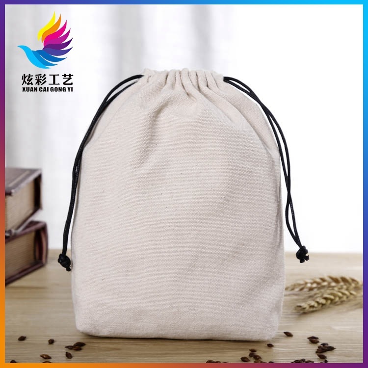 Simple closed-top creative canvas bag, plain color sundry storage bag