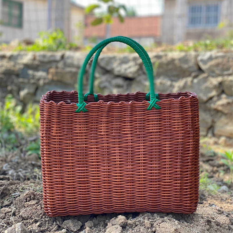 Bath basket shopping basket imitation rattan bath basket bath blue picnic basket egg basket home shopping basket ins