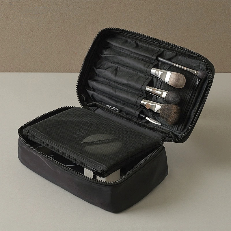 Portable large-capacity makeup brush storage bag, portable cosmetic bag, women's travel toiletry bag, high-end waterproof