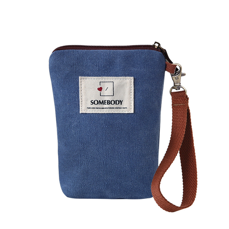 Three-color patch solid color mobile phone bag for women retro vertical forest style small bag student canvas versatile coin handbag