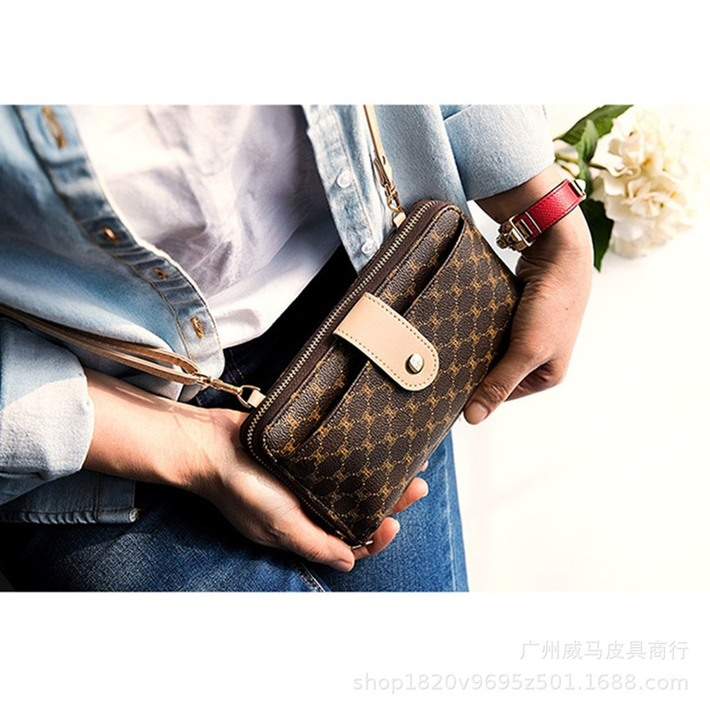 Cowhide mobile phone bag women's new multi-functional crossbody cross-body mini shoulder printed mobile phone bag