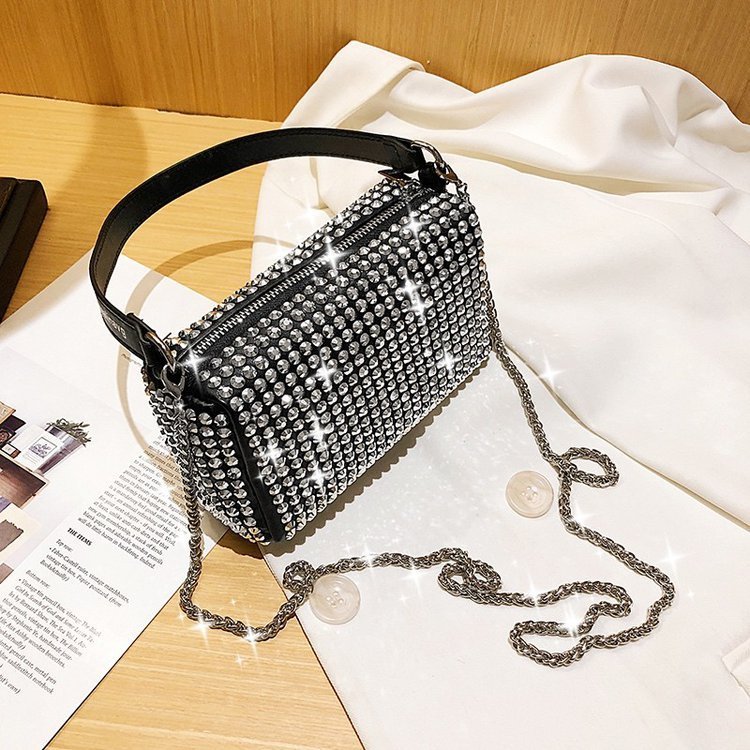 2024 cross-border new style sparkling diamond small bag trendy crossbody chain casual women's crystal diamond handbag