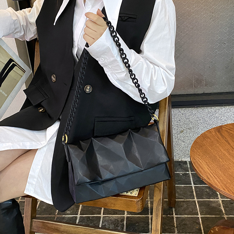 Spring new high-end ins versatile geometric armpit bag PU material lightweight large capacity popular women's bag