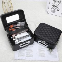 Large-capacity double-layer cosmetic bag with mirror, high-end cosmetic storage bag, storage box, portable cosmetic case, portable
