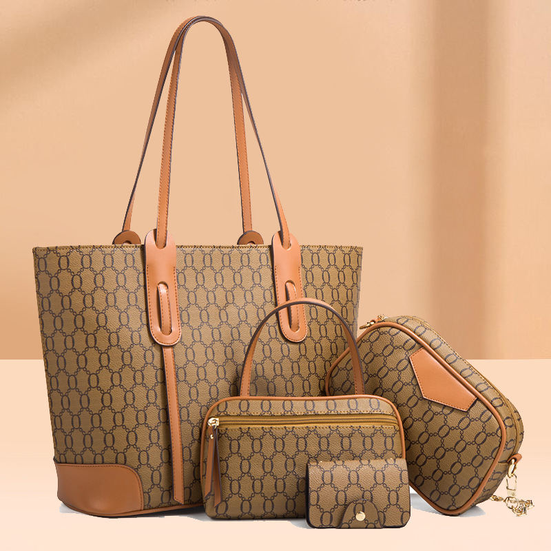 New handbag, fashionable large tote bag, trendy shoulder crossbody bag, large capacity four-piece set, mother and daughter bag