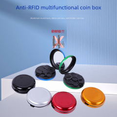 New hot selling euro coin box storage box with mirror travel portable aluminum alloy round euro coin purse