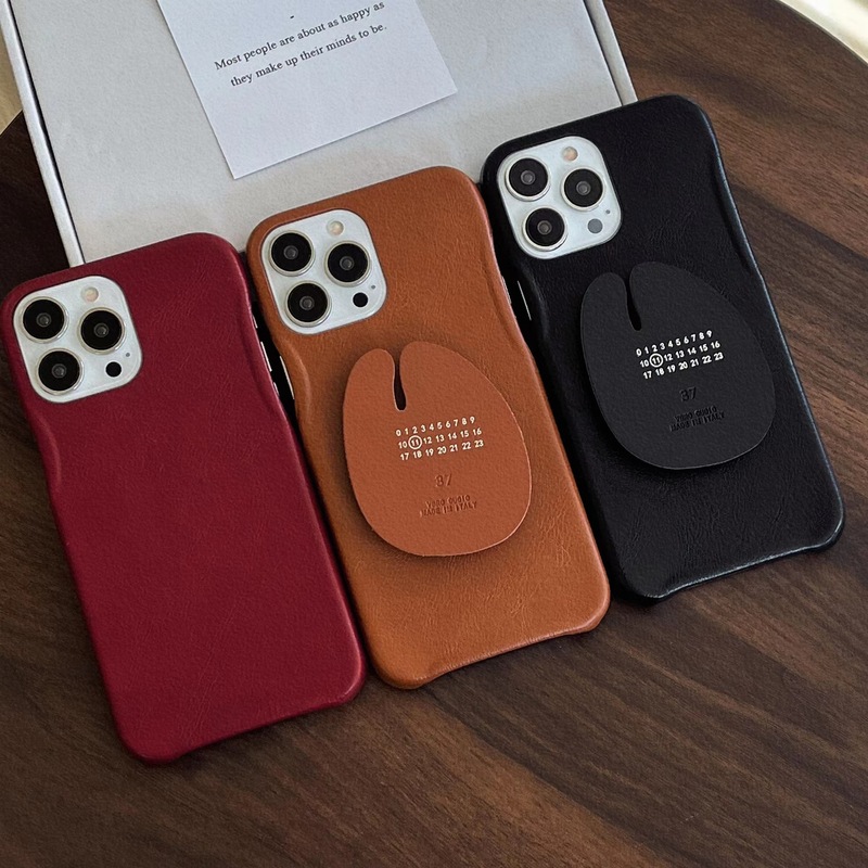 Suitable for Apple 15/14/13/12/11 solid color leather phone case iPhoneXS/XR digital stand soft case