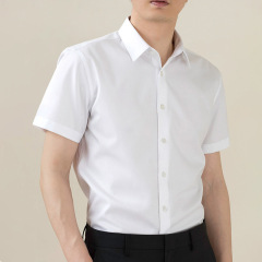Summer short-sleeved white shirt for men, no-iron, anti-wrinkle, elastic, slim, business casual, professional formal wear, men's half-sleeved shirt