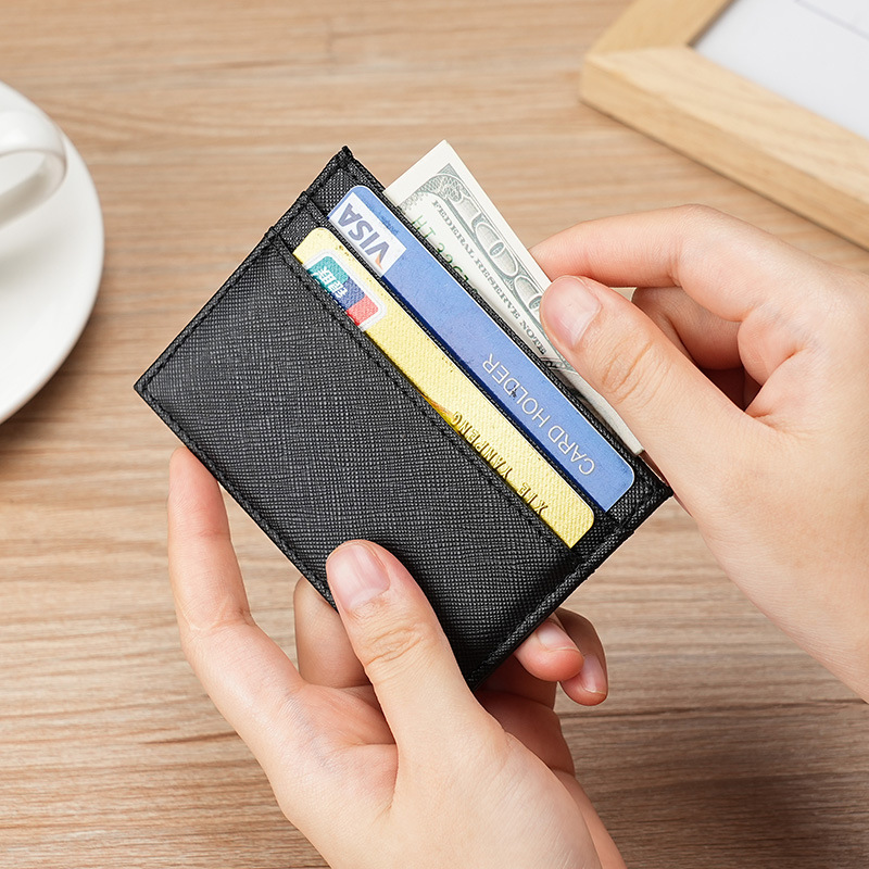 PU leather ultra-thin card holder, multi-card slots for men and women, compact card holder, gift card holder