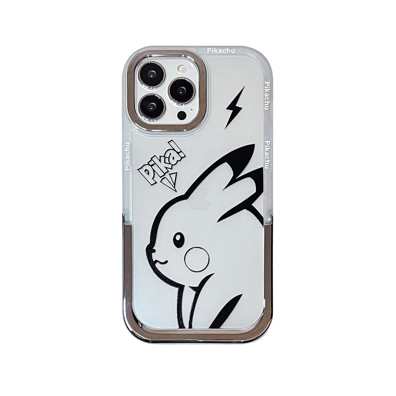 iPhone 14 Pro Max Apple mobile phone case personalized electroplating bracket soft shell cartoon Pikachu hot cross-border sales