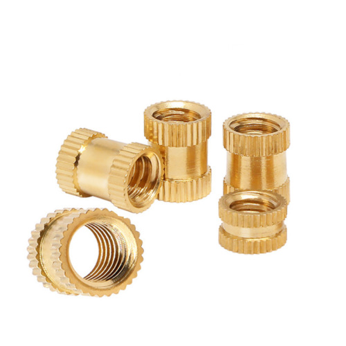 M4 leaded environmentally friendly embedded nut/hot melt nut series twill knurled nut injection molded A-type through hole copper flower nut