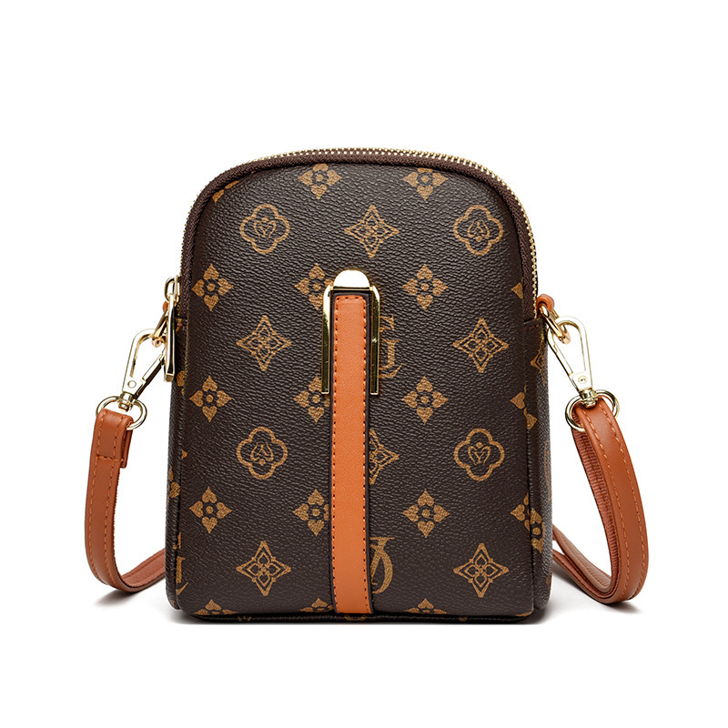 Summer new soft leather printed fashionable one-shoulder cross-body mobile phone bag