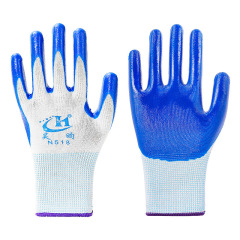 Thirteen-needle nitrile dipped gloves, polyester, breathable and wear-resistant, construction site work protection, hand protection, Haoyun White