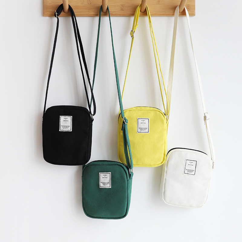 New Trendy Korean Canvas Bag Women's Crossbody Mobile Phone Bag Small Bag Wholesale Small Square Bag