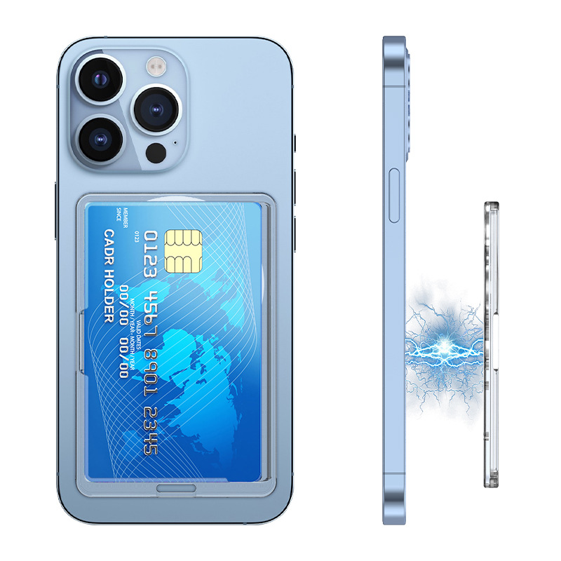 Popular iPhone14 magsafe transparent card holder mobile phone back sticker suitable for Apple magnetic card holder