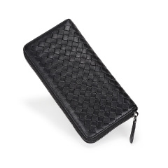 Sheepskin hand-woven long women's wallet new Korean style fashion wallet large capacity men's zipper handbag