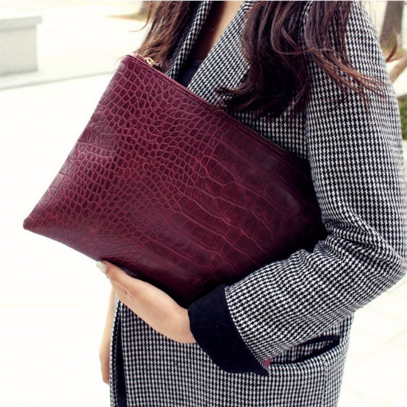 2024 new cross-border cross-border women's bags European and American fashion envelope clutch bags crocodile pattern clutch bags clutch bags