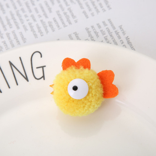 Korean cartoon bird fur ball keychain plush pendant jewelry accessories DIY hairpin hairpin material wholesale
