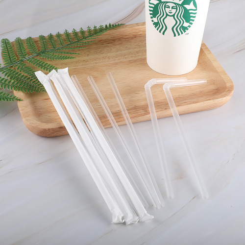 Disposable Straws Flexible Individually Packaged Flat Mouth Straws Wholesale Food Grade Plastic PP Transparent Straws