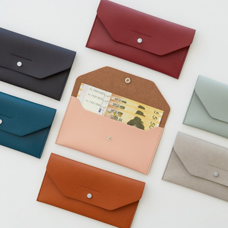 Korean version PU leather wallet new product student office worker ins style small wallet card holder long simple style coin purse