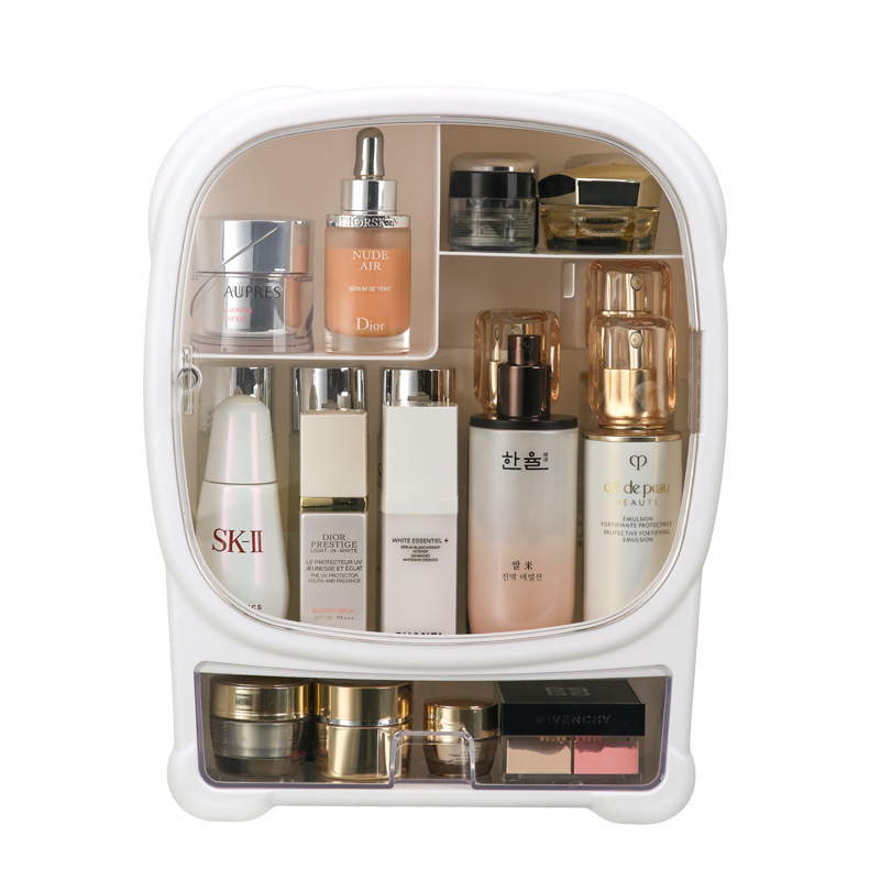 Large-capacity cosmetics storage box wall-mounted skin care product storage rack no punching dust-proof lipstick storage makeup box