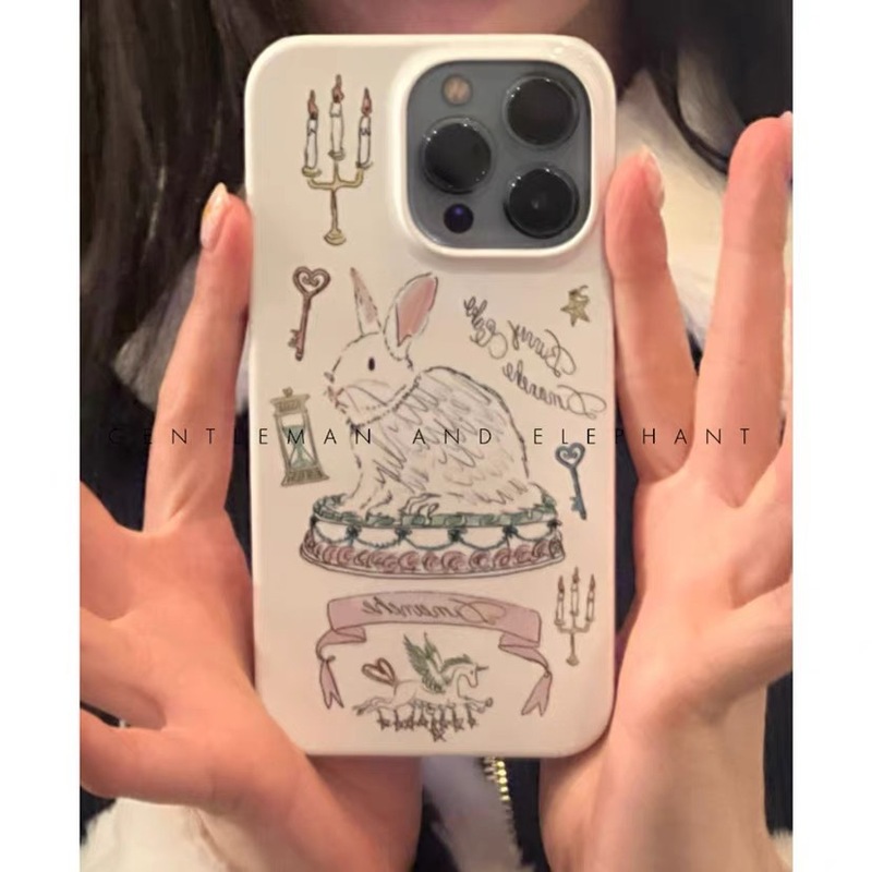 The same ins rabbit film shell is suitable for Apple 15 mobile phone case iphone13Pro12/11/8p half package and full package