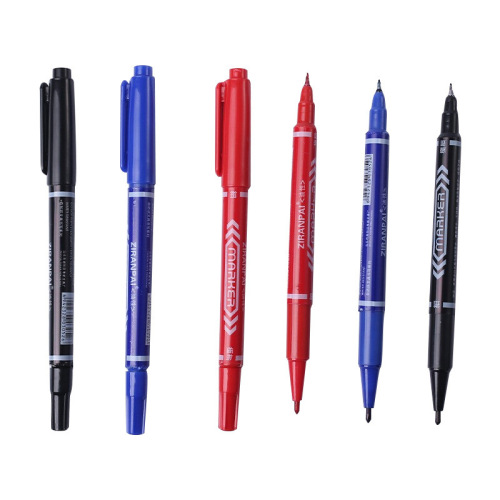 Natural small double-headed marker black oil-based pen hook line pen fine-headed red and blue art painting marker pen wholesale