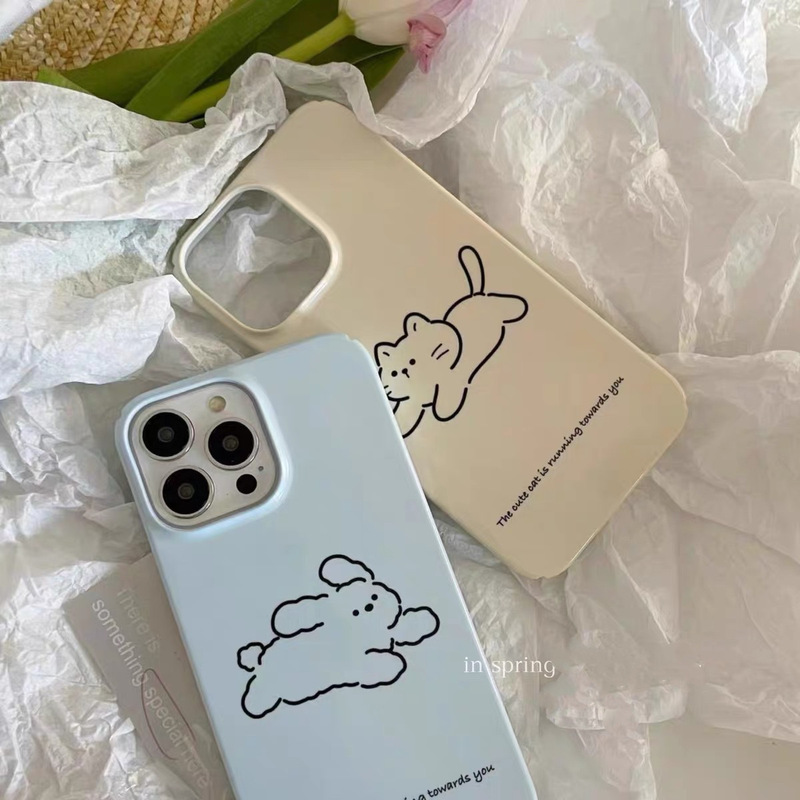 Simple small animal mobile phone case iPhone15/13/114ProMax film glossy all-inclusive female 8p hard case
