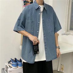 Summer thin denim shirt men's short-sleeved casual Hong Kong style versatile Korean version trendy loose trendy retro workwear jacket