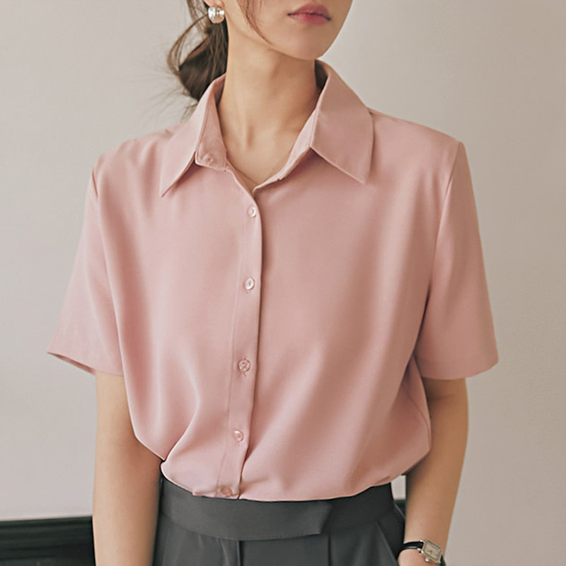 Summer short-sleeved shirt for women with niche design, loose Japanese style, versatile drape, professional temperament formal top