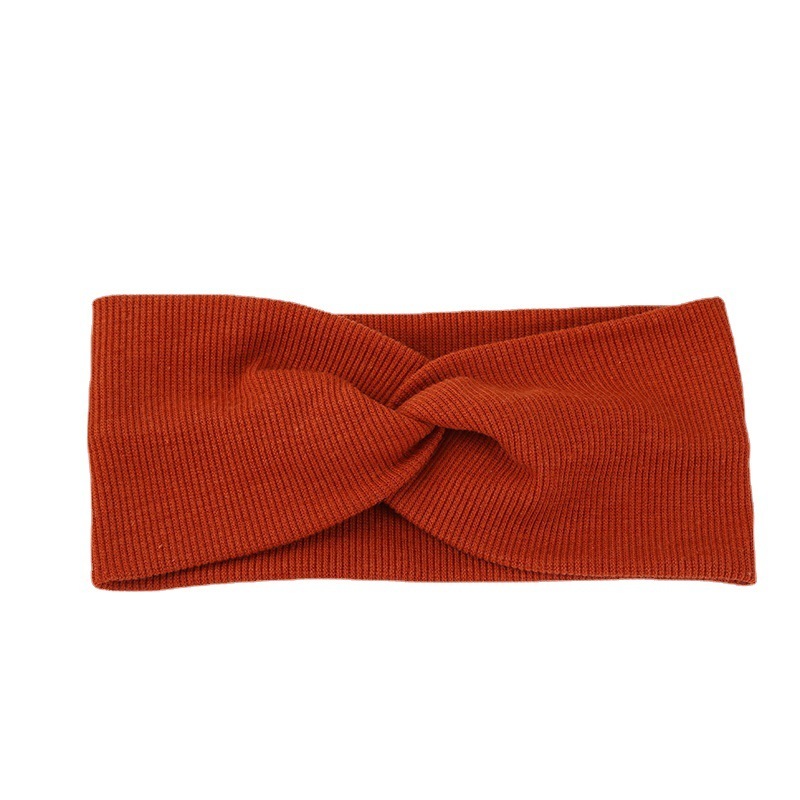 Ribbed solid color knitted cross headband widened knotted headband sports sweat-absorbent headband bangs floral headband