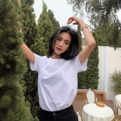 White t-shirt for women summer pure cotton short-sleeved right shoulder bottoming white t-shirt loose Korean style inner top
