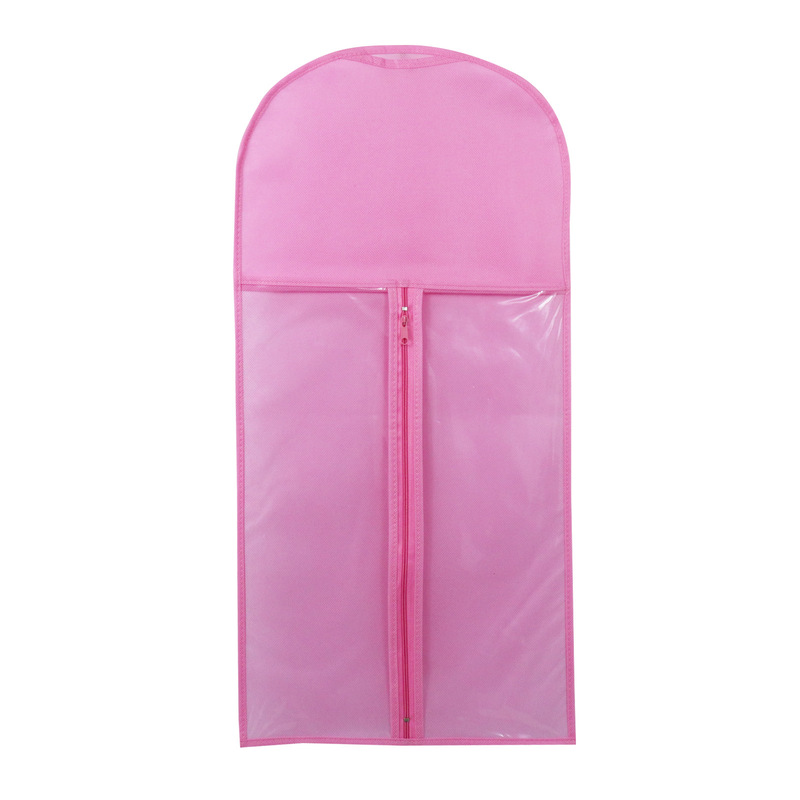 Non-woven wig packaging bag PVC visible zipper dust cover one piece drop shipping foreign trade pink wig bag