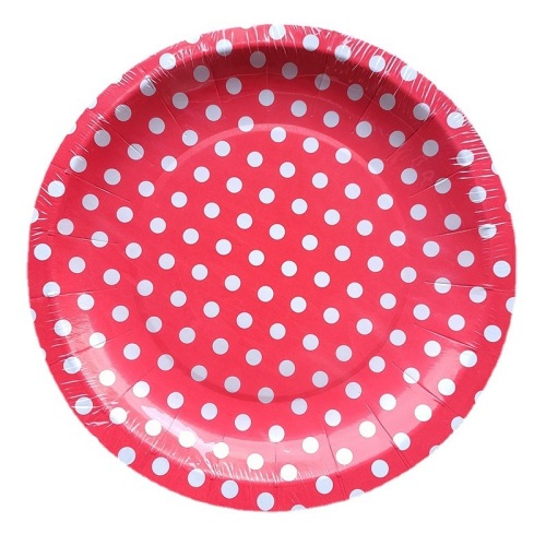 Cross-border polka dot paper plate 7-inch polka dot decorative plate disposable birthday party paper plate children's diy barbecue plate