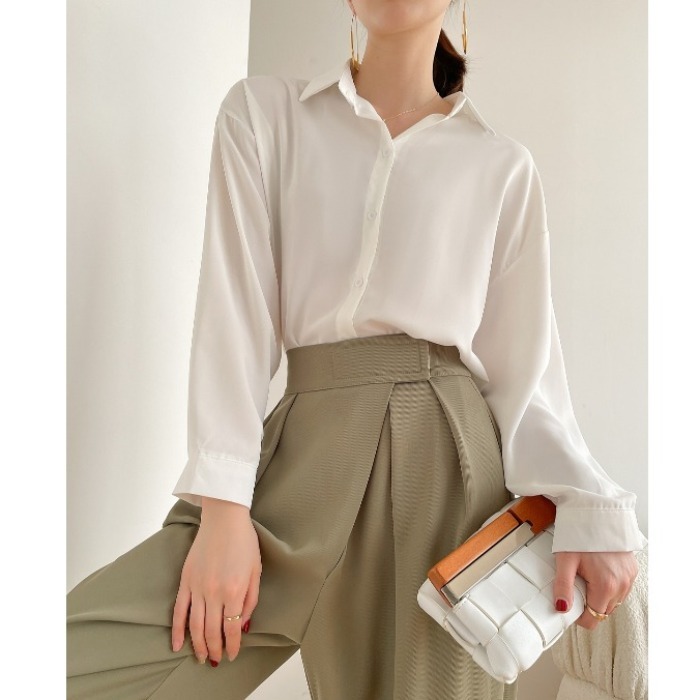 Chiffon shirt women's new Korean style loose slimming white professional OL versatile top trendy