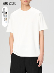 Solid color long-staple cotton short-sleeved T-shirt for men 2024 summer new style pure cotton half-sleeved bottoming shirt for men